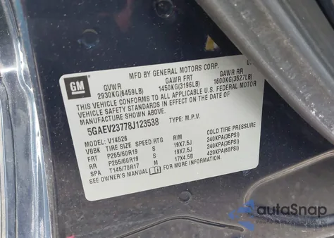 2008 Buick Enclave Cxl z USA, uszkodzony, nr VIN 5GAEV23778J123538